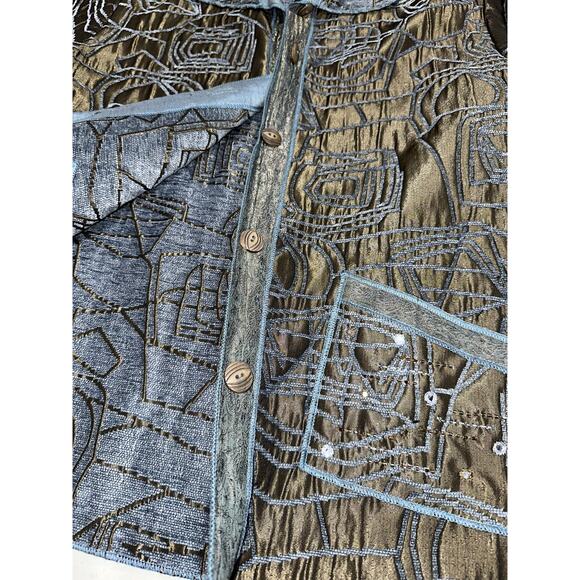 Yak Magik Women’s Jacket Embroidered Embellished Metallic Artsy Boho Nepal M/L - Picture 11 of 16